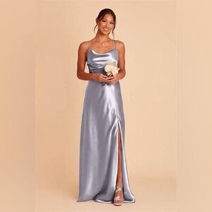 NWT Birdy Grey Lisa Dress Size S Dusty Satin Blue